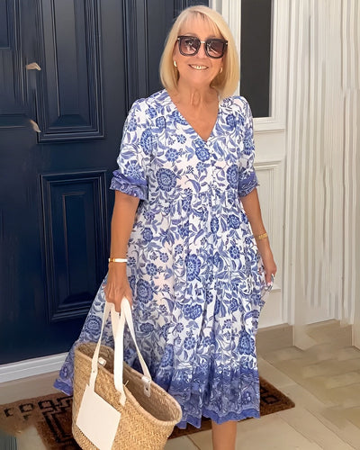 Keisha | Vestido Floral com Decote V Elegante