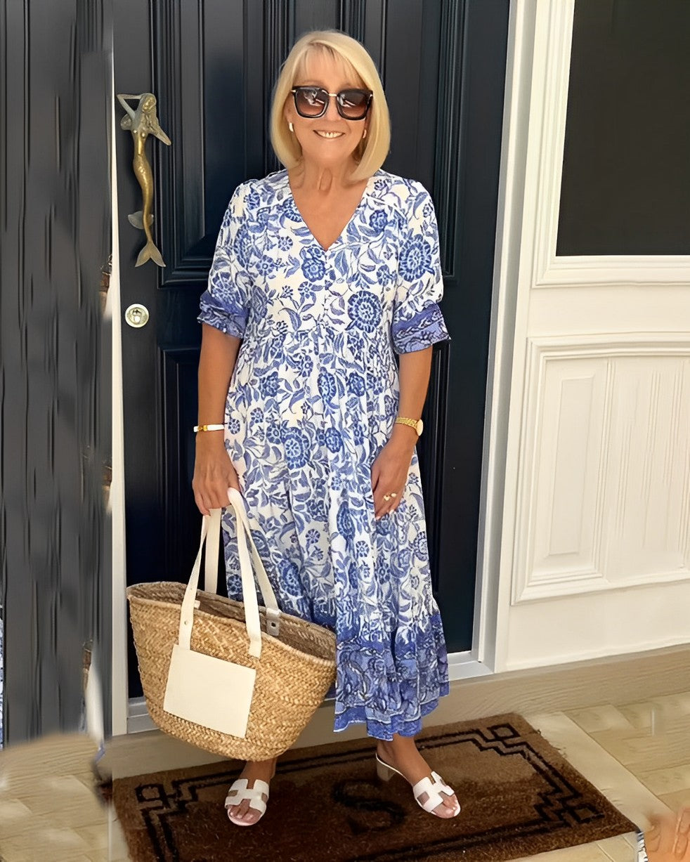 Keisha | Vestido Floral com Decote V Elegante